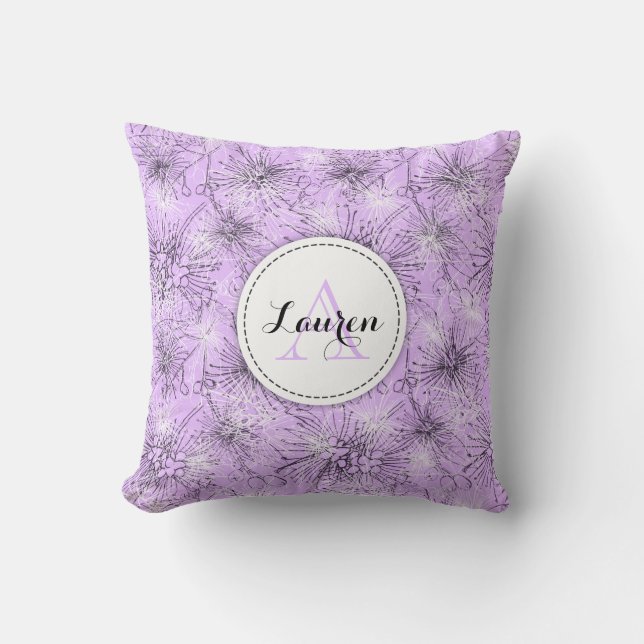 Brush cherry lilly-pilly floral lilac pillow (Front)