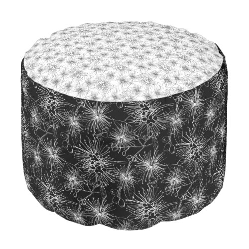 Brush cherry lilly_pilly floral mono pattern pouf