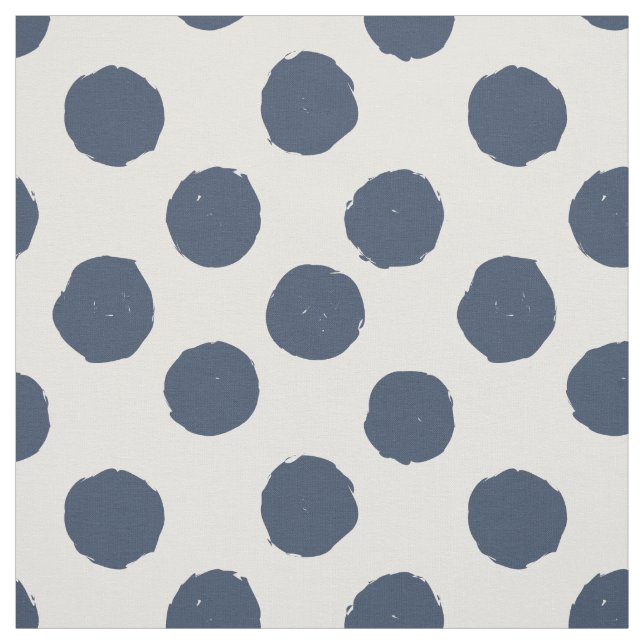 Brush Dots Contemporary Blue Cream Bold Circles Fabric (Swatch)