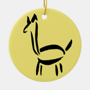 Brush Drawing Llama Alpaca Horse Animal Ceramic Ornament