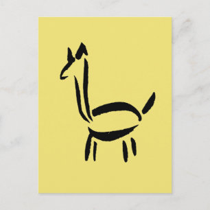 Brush Drawing Llama Alpaca Horse Animal Postcard