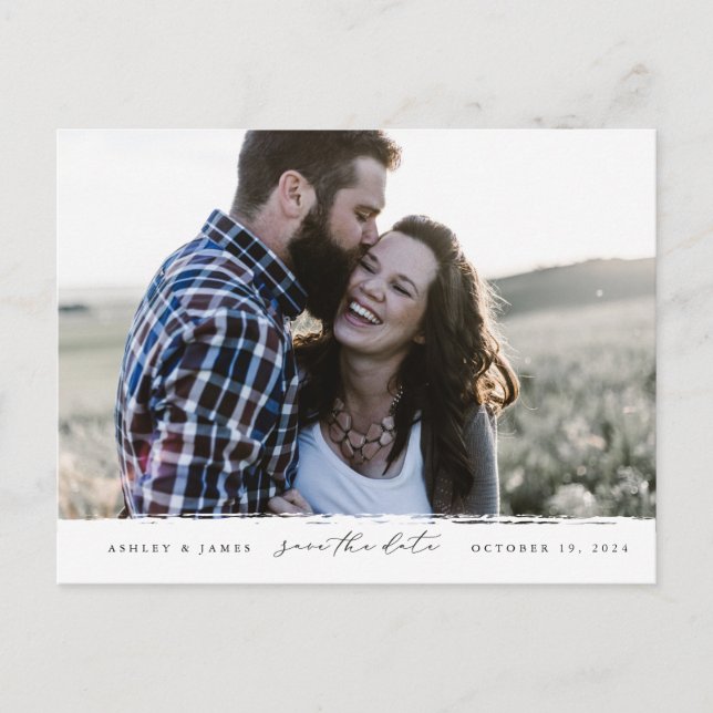 Brush Edge Save the Date Postcard (Front)