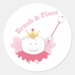 Brush & Floss Classic Round Sticker