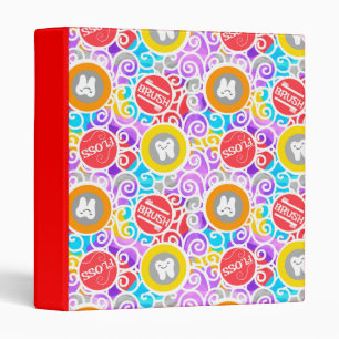 Brush Floss Dental Painterly Abstract 3 Ring Binder