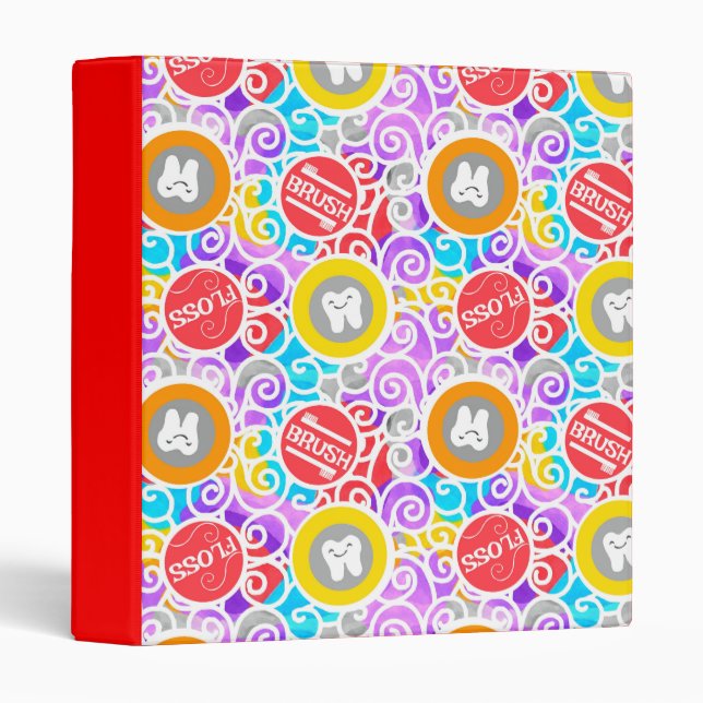 Brush Floss Dental Painterly Abstract 3 Ring Binder (Front/Spine)