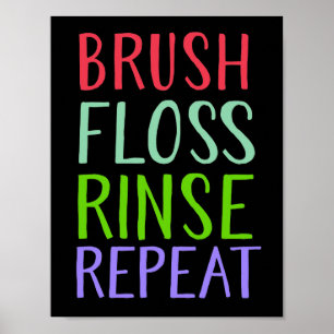 Brush, Floss, Rince, Repeat Poster