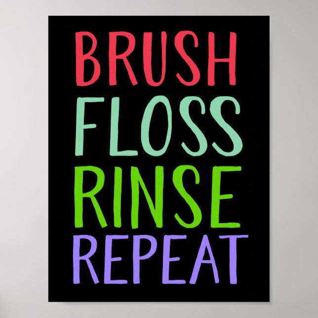 Brush, Floss, Rince, Repeat Poster (Front)