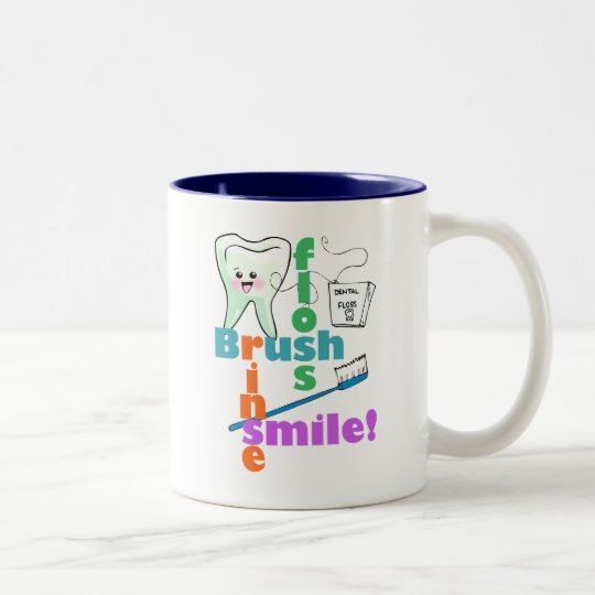 Brush Floss Rinse SMILE Two-Tone Coffee Mug