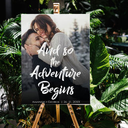 Brush Font &quot;Adventure begins &quot; wedding welcome Poster