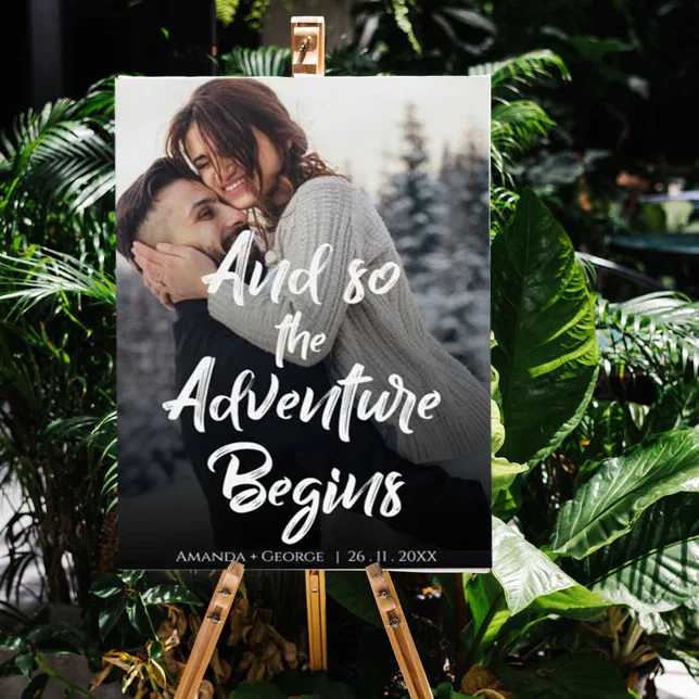 Brush Font "Adventure begins " wedding welcome Poster | Zazzle