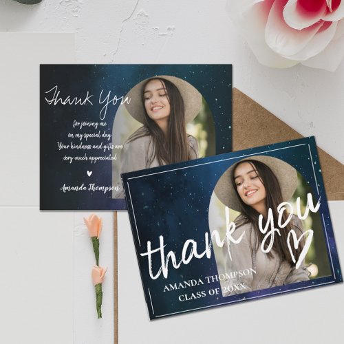 Brush Font Script 2024 Graduation Photo Thank You Postcard