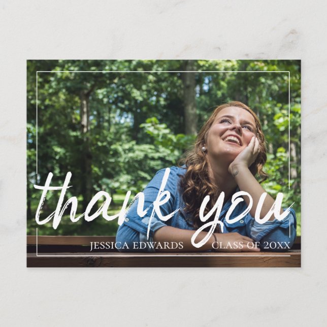 Brush Font Script 2026 Graduation Photo Thank You Postcard (Front)