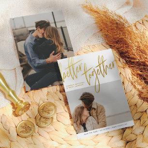 Brush Gold Script Better Together Engagement Photo Save The Date