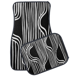 Brush grunge pattern. White and black vintage. abs Car Floor Mat