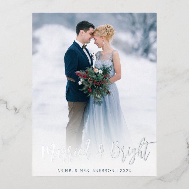 brush hand lettering foil wedding announcement (Front)