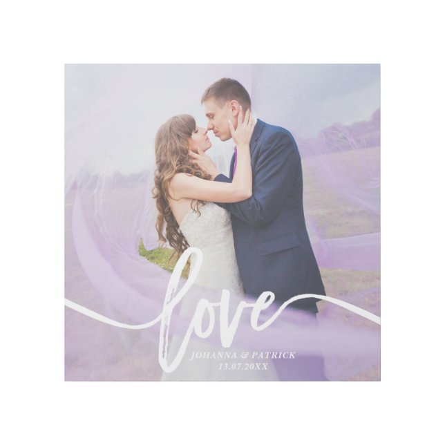 Brush Hand Lettering Love Wedding Photo Canvas (Front)