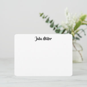 Brush Handwriting Script Personalized Black/White Note Card