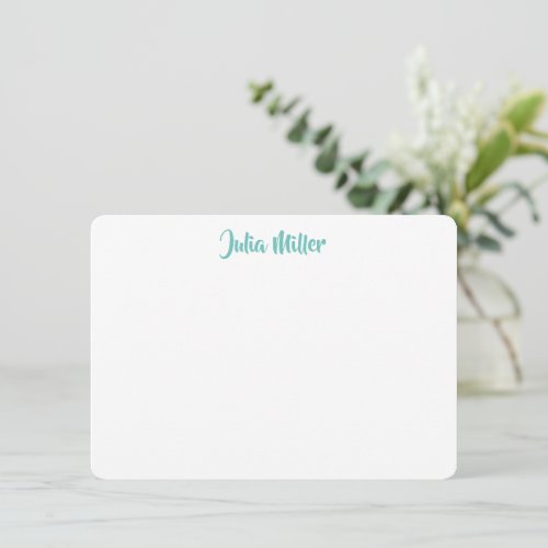 Brush Handwriting Script Personalized Light Teal Note Card