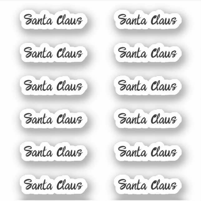 Brush Letter Kiss-Cut Santa Claus Signature Sticker (Front)