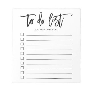 Brush Lettered Personalized To Do List Notepad