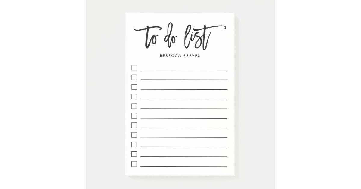 Brush Lettered Personalized To Do List Post It Notes Zazzle Com
