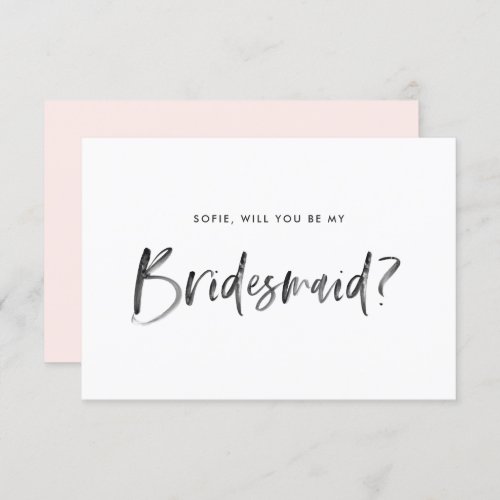 Brush Lettering Blush Will You Be My Bridesmaid Invitation