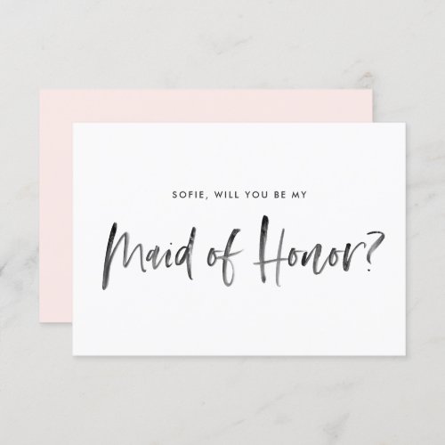 Brush Lettering Blush Will You Be My Maid of Honor Invitation