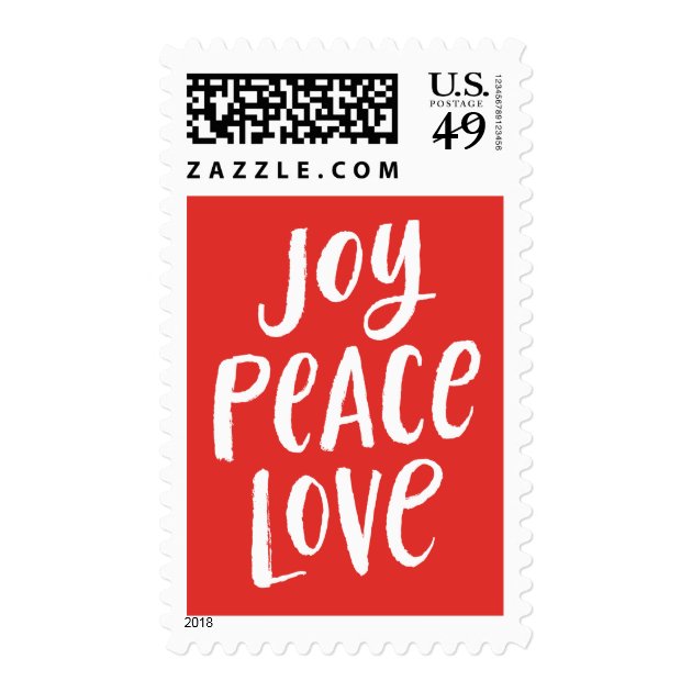 Brush Lettering Christmas Postage Stamp - Red