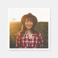 Brush Lettering Custom Photo Birthday Party Paper 