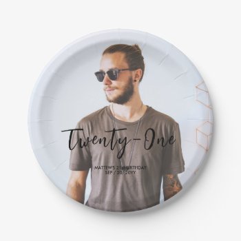 Brush Lettering Custom Photo Birthday Party Paper  Paper Plates by BaraBomDesign at Zazzle