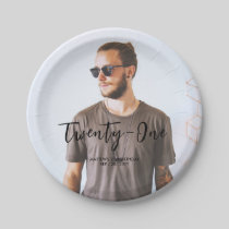 Brush Lettering Custom Photo Birthday Party Paper  Plates
