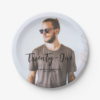 Brush Lettering Custom Photo Birthday Party Paper  Plates