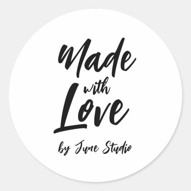 Brush Lettering handmade with love package sticker (Front)