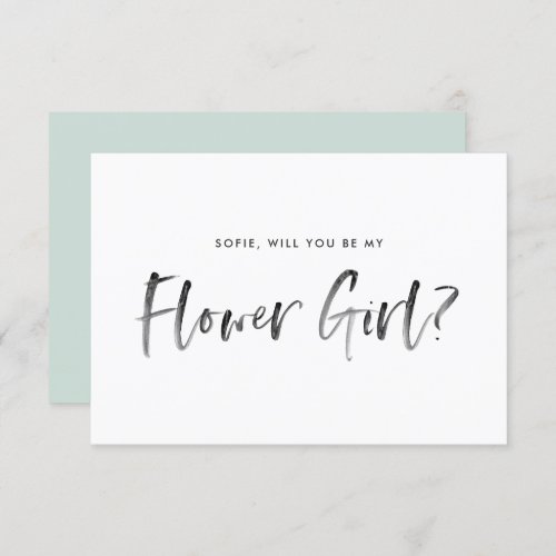 Brush Lettering Mint Will You Be My Flower Girl Invitation