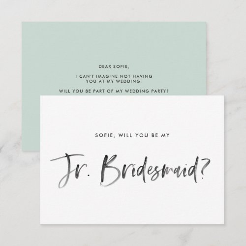 Brush Lettering Mint Will You Be My Jr Bridesmaid