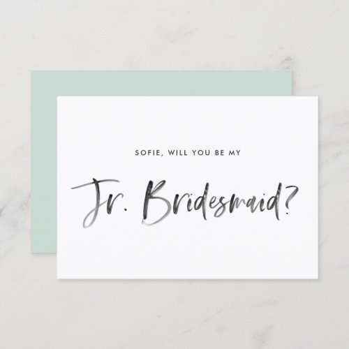 Brush Lettering Mint Will You Be My Jr Bridesmaid Invitation