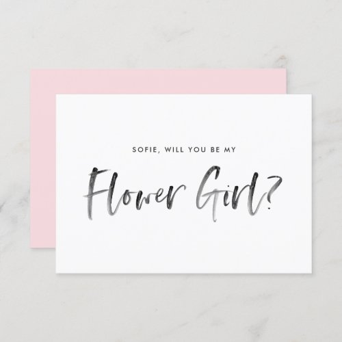 Brush Lettering Pink Will You Be My Flower Girl Invitation