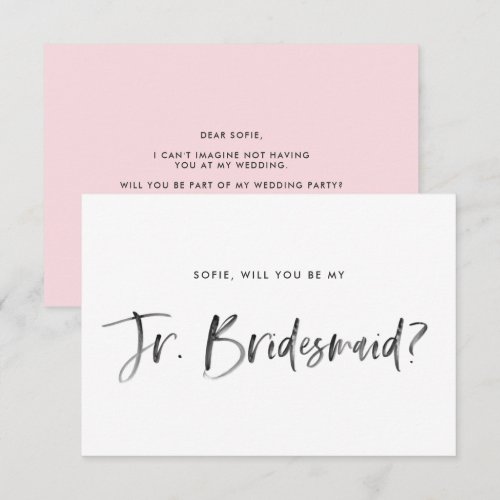 Brush Lettering Pink Will You Be My Jr Bridesmaid