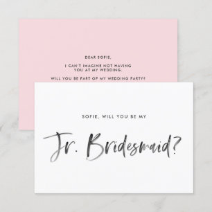 Brush Lettering Pink Will You Be My Jr Bridesmaid Invitation