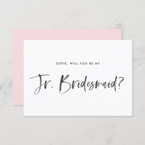 Brush Lettering Pink Will You Be My Jr Bridesmaid Invitation