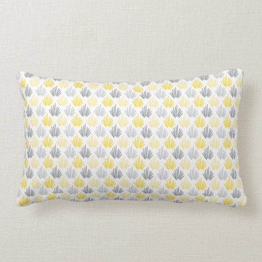Brush Lined Pattern Yellow & Gray Lumbar Pillow