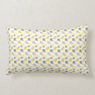Brush Lined Pattern Yellow & Gray Lumbar Pillow