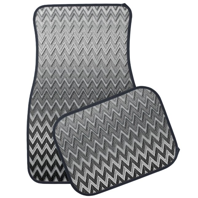 Brush Metallic Chevron Print Car Mat (Set)