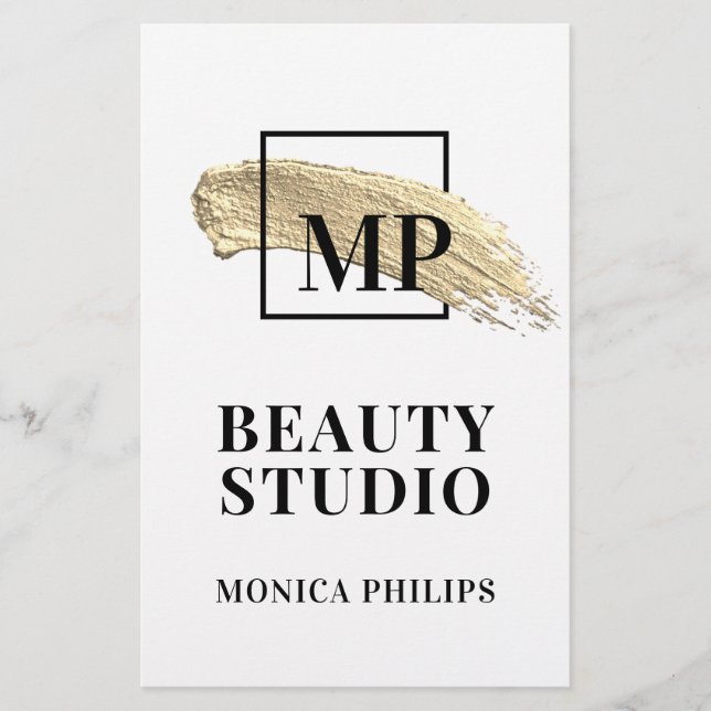 Brush paint abstract gold white  flyer (Front)