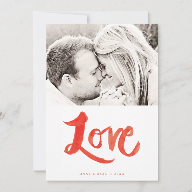 Brush Painted Love Valentine's Day Photo Card (Front)