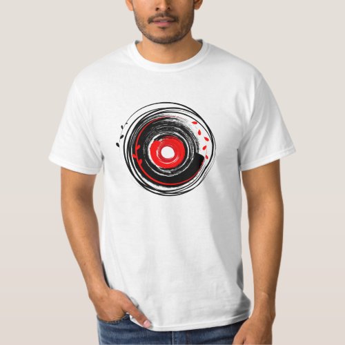 Brush Painted Vinyl Record Retro Grunge T_Shirt