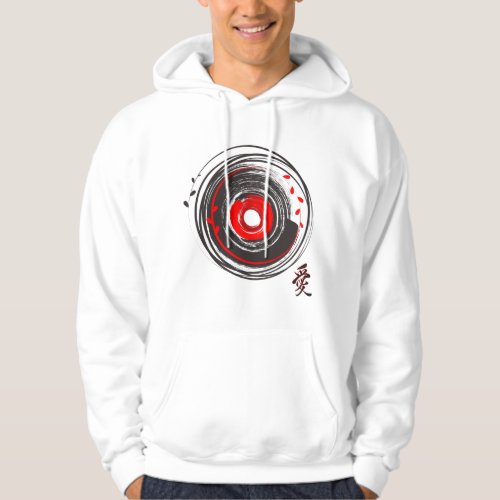 Brush Painted Vinyl Record With The Word Love Hoodie