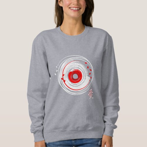 Brush Painted Vinyl Record With The Word Love Sweatshirt