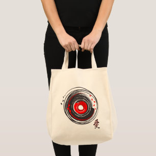 Brush Painted Vinyl Record With The Word Love Tote Bag
