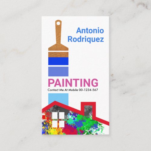 Brush Painting Blue Paint Over Graffiti Business Card